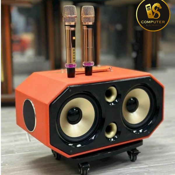 Loa kéo di động karaoke xách tay giá rẻ: 2 bass, 2 tấc (Tặng 2 micro)