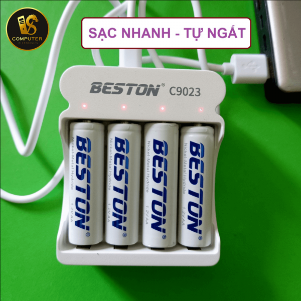 Bộ sạc nhanh, tự ngắt C9023 tặng kèm nguồn 5V1A và các loại pin sạc beston 3300