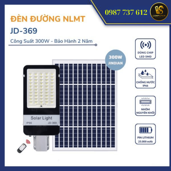 Đèn Năng Lượng Mặt Trời JD-369, 300w chính hãng, uy tín, chất lượng, bền bỉ quận 9, Thủ Đức
