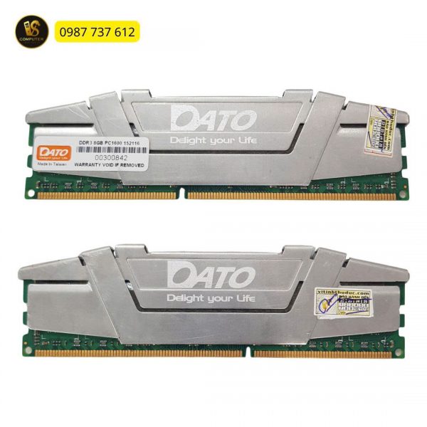 RAM PC DATO DDR3 8GB Bus 1600 Có Tản Nhiệt – Hàng Tháo Máy Zin, Bảo Hành 6 Tháng