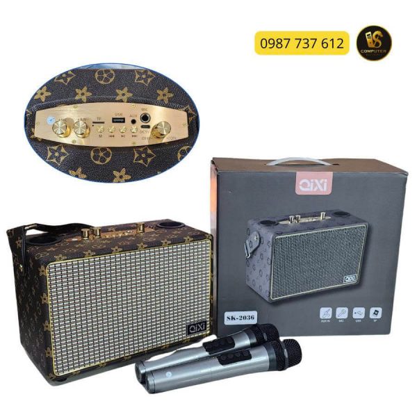Loa Bluetooth Karaoke Qixi SK-2036 – Tặng Kèm 2 Micro Không Dây, Âm Thanh Cực Hay